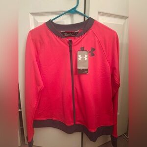 Girl's under armour pink sweat jacket, YXL